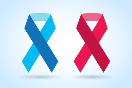 Stop cancer ribbon medical logo icon concept. Cancer ribbon, breast cancer awareness symbol, isolated on background. Vector illustration of cancer ribbon logo for people cancer and cancer icon symbol. Medical clinics conceptのイラスト素材
