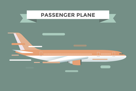 Civil aviation travel passanger air plane vector illustration. Civil commercial airplane flying vector silhouette. Travel plane isolated on background. Cargo transportation airplane vector isolatedのイラスト素材