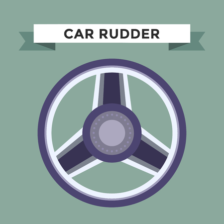 Vector rudder flat icon. Rudder wheel illustration. Car wheel control rudder vector icon. Rudders cars, wheel, round, control, track, sport. Rudder icon. Wheel icon. Rudder and wheel isolatedのイラスト素材
