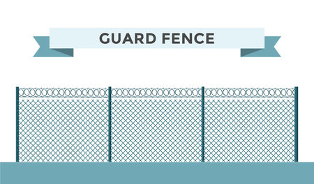 Metallic fence isolated on background. Fences vector illustration. Fences railing vector isolated. Metall fence, long fence, vector fence. Fence silhouette construction isolatedのイラスト素材