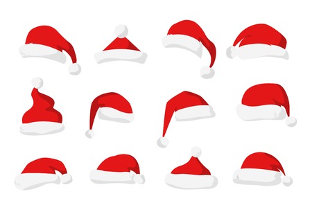 Santa Claus red hat silhouette. Santa hat, Santa red hat isolated on white. Santa hat. New Year 2016 santa red hat . Santa head hat vector. Santa Christmas hat decoration. Santa face hat vectorのイラスト素材