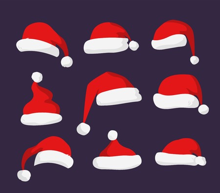 Santa Claus red hat silhouette. Santa hat, Santa red hat isolated on background. Santa hat. New Year 2016 santa red hat . Santa head hat vector. Santa Christmas hat decoration. Santa face hat vectorのイラスト素材