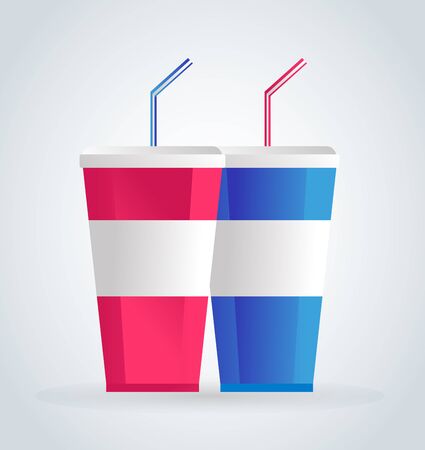 Fast food drinks pack set. Fruit drink logo icon template. Fresh juice, drink, vegetarian drinks, cold water, objects. Food logo, food icon, drinks logo, drinks icon, soda glass, drink logoのイラスト素材