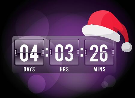 Christmas clock timer digits board panels. Website New Year timer counter. Christmas soon. New year, Christmas website timer. Vector timer. Vector website Christmas start timer. New Year timeの写真素材