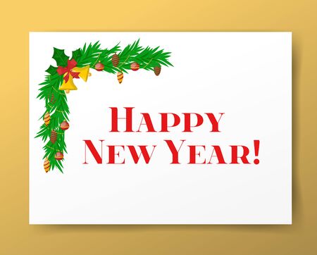 Christmas greeting card illustration. Christmas greeting card vector. New Year greeting card template. Christmas greeting card vector illustration. New Year invintation design. Christmas decoration, balls, treeのイラスト素材