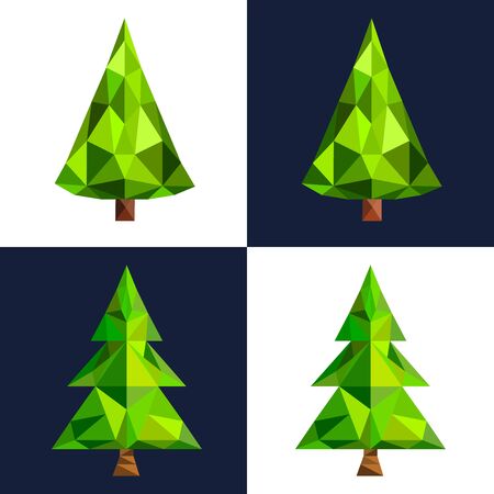 Christmas tree flat 3d lowpoly pixel art icon. のイラスト素材