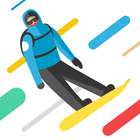 Snowboarder jumping pose isolated on background.のイラスト素材