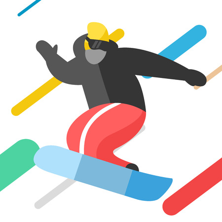 Snowboarder jumping pose isolated on background. のイラスト素材