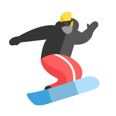 Snowboarder jumping pose isolated on background. のイラスト素材
