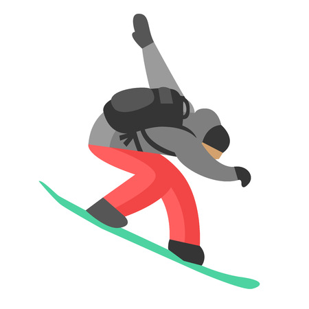 Snowboarder jumping pose isolated on background. のイラスト素材