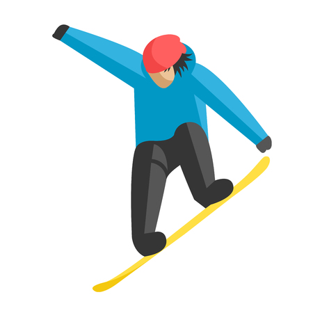 Snowboarder jumping pose isolated on background. のイラスト素材