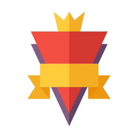 Modern flat design badge icon. Vector badges flat modern style. Vintage, retro flat badges, labels and ribbons. Badges isolated, modern flat solid style. Badges icons, badges logo. Badges iconsのイラスト素材