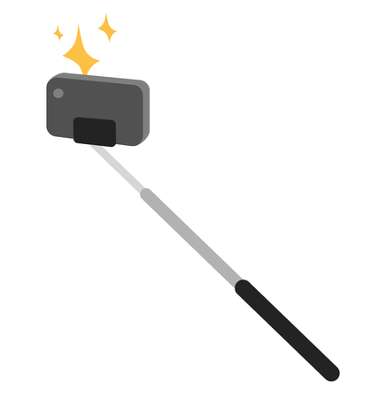 Selfie stick vector icon illustration. Selfie stick isolated on white background. Selfie stick photo camera isolated. Selfie stick tools for selfie photo cameraのイラスト素材