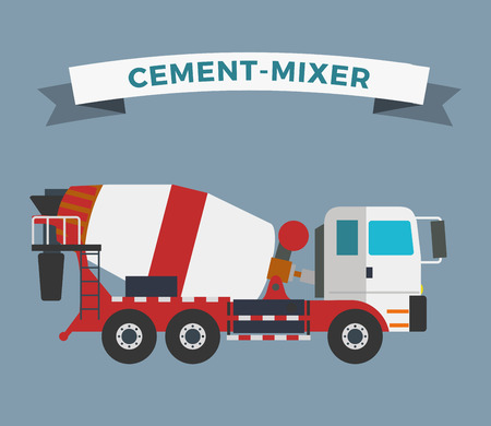 Building under construction cement mixer machine machine technics vector illustration. Building cement mixer machine truck vector. Under construction vector concept. Mixer vector isolatedのイラスト素材