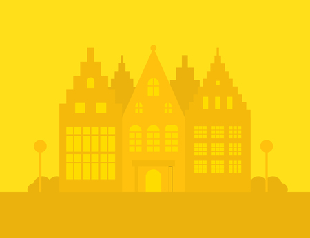 Vector cities silhouette. Sun day cities silhouette. Cities silhouette small town, cityscape buildings. Night city silhouette, city vector illustration. Skyscrapers silhouette. Business center cityのイラスト素材