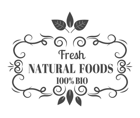 Natural eco organic product label badge vector icon. Badge eco emblem logo. Eco product label badge design elements. Badge natural food icon isolated. Farm product healthy foodのイラスト素材