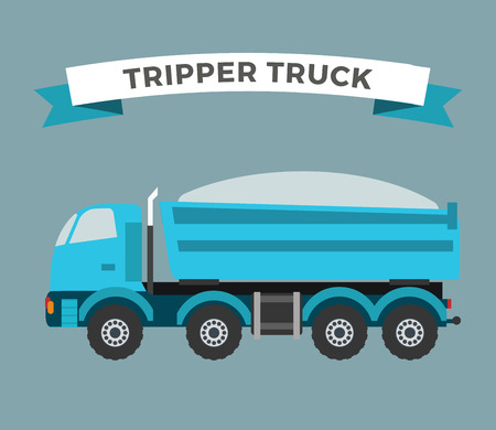 Building under construction tripper truck machine technics vector illustration. Building tripper truck machine. Tripper truck concept. Tripper truck  vector isolatedのイラスト素材
