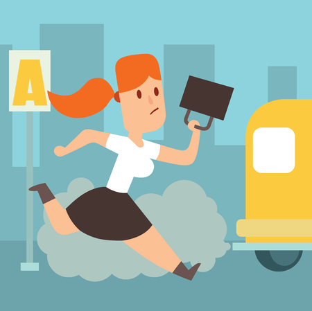 Business work time lag delay vector illusutration. Procrastination concept. People delay, time late, business situations cartoon vector. Time delay, time lag, bad worker, stree on workのイラスト素材