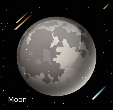 Moon planet 3d vector illustration. Globe Moon texture map. Globe vector Moon view from space. Moon illustration. Vector Moon planet. Moon planet silhouette, world map, 3d Moonのイラスト素材