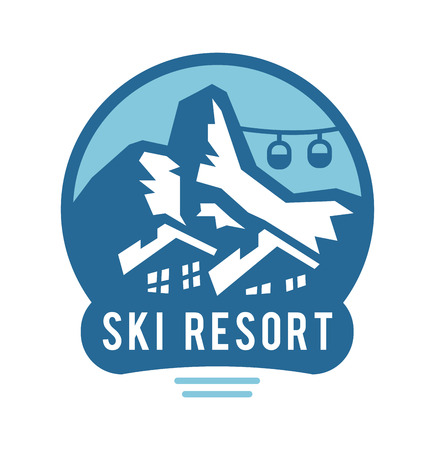 Ski resort  emblems, labels badges vector elements. Extreme ski, snowboarding resort club badges set. のイラスト素材