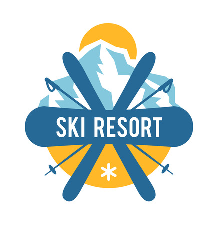 Ski resort  emblems, labels badges vector elements. Extreme ski, snowboarding resort club badges set. のイラスト素材