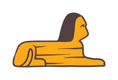 Sphinx head vector. Traditional symbols of Egypt - Sphinx head. Icons of Sphinx head. Sphinx head isolated on white background. Pyramid of Sphinx head.のイラスト素材