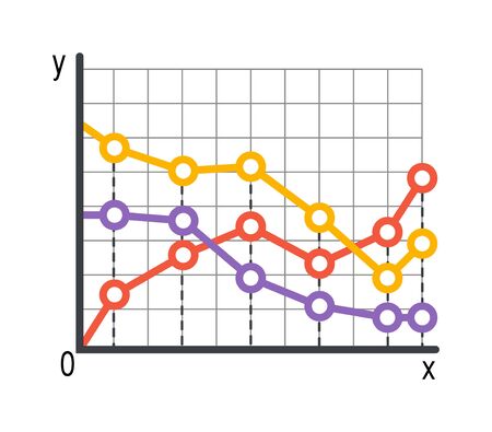 Lined chart graph infographics vector. Various business infographic elements Lined chart for your professional reports and financial data presentation. Lined chart graph concept template.のイラスト素材