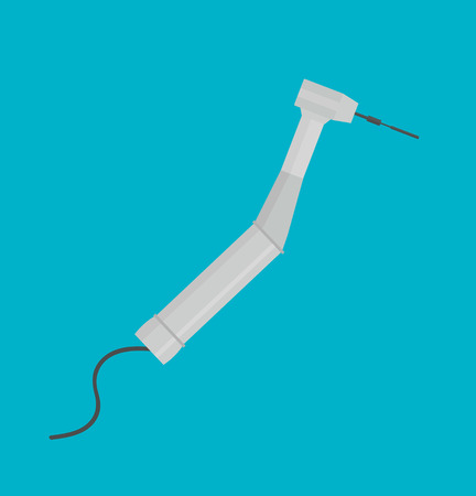 Vector dental drill equipment. Accessory medicine tool dentist in the office. Dental drill. Dental drill vector equipment. Dental drill equipment on a blue backgroundのイラスト素材