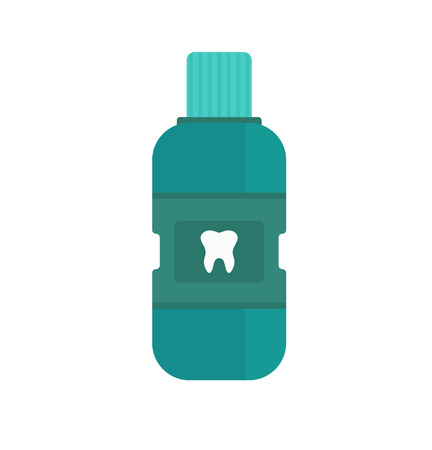 Fresh breath mouthwash vector. Breath of fresh vector. Bottle of mouthwash. Blue bottle of Fresh breath. Vector illustration Fresh breath. Dental Fresh breath mouthwash vector.のイラスト素材