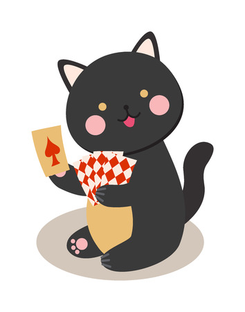 Circus cats vector. Set of cheerful circus cats. Vector illustration for childrens with circus cats. Isolated cartoon cats animals in circus. Cute Circus playing cats.のイラスト素材