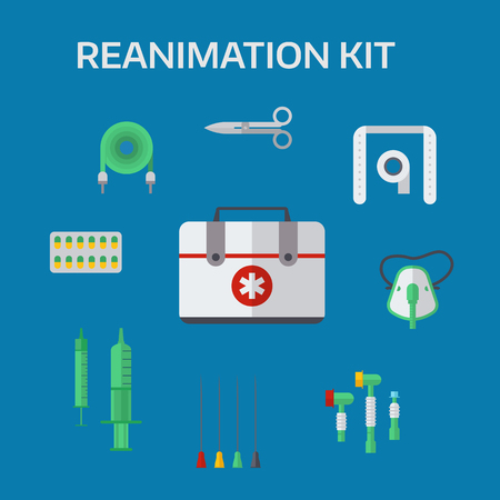 Ambulance reanimation icons vector illustration.のイラスト素材