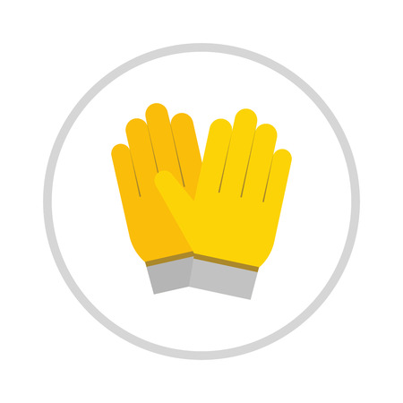 yellow gloves, hand protection isolated on white background. Gloves safety on white background. Yellow glove. Gloves leather sportswear. Hand protection yellow glove.のイラスト素材