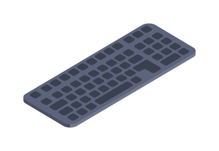 Computer keyboard vector isometric flat icon. Isometric icon computer keyboard vector. Computer keyboard isolated on white. Business technology equipment icon. Computer keyboard infographic icon.のイラスト素材
