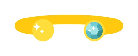 Gold necklace isolated on white background. Gold necklace flat vector illustration. Necklace of precious stones. Beautiful rich jewelry. Luxurious gold necklace vector illustration. Colored gemstonesのイラスト素材