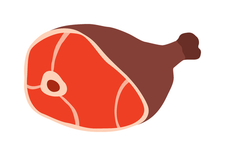 Pork leg with bone vector illustration. Meat products with pork leg for butcher shop or fresh food. Pork leg vector. Pork leg meat product with bone cartoon vector.のイラスト素材