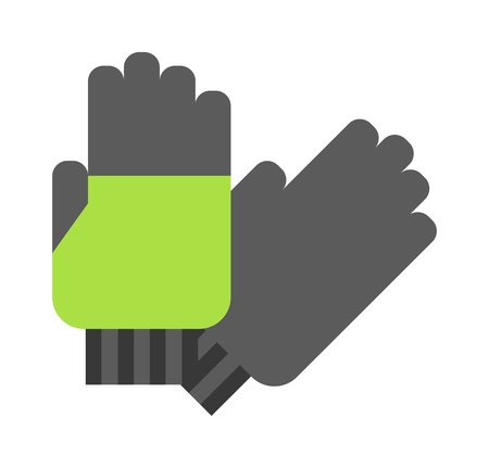 Flat gloves cartoon vector illustration. Leather green gloves isolated on white. Some gloves fashion accessoryのイラスト素材