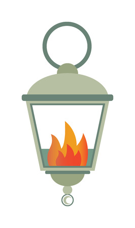 Street fire lamp isolated on white background flat vector illustration. Fire lamp for street traditional retro decorative. Antique style street used fire lamp.のイラスト素材