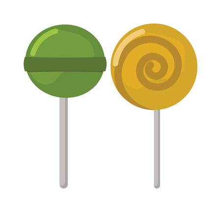 Lollipop sweet food vector illustration. Colorful lollipop isolated on white vector illustration. Lollipop sugar candy. Lollipop two sweet candy. Lollipop dessert. Lollipop colored cartoon vector.のイラスト素材