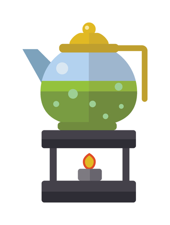 Chinese tea vector symbols. Tea set on white background. Traditional eastern teapot and teacups. Some traditional chinese tea ceremony. Chinese tea flat vector illustration set.のイラスト素材