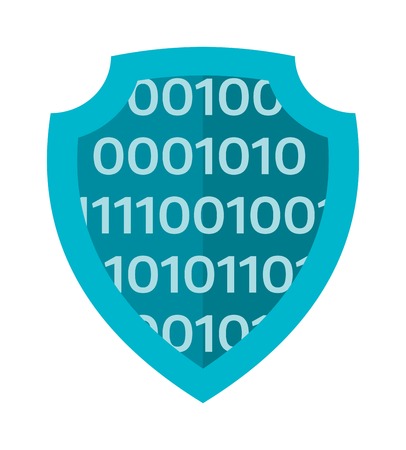 Information safety vector. Internet safety illustration. Bank safety isolated on white. Shield icon flat style silhouette. Bank or info safety concept. Business security, banking conceptのイラスト素材