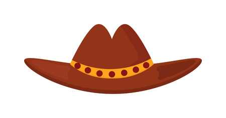 Sheriff's leather cowboy hat stetson accessory and western cowboy human hat. Sheriff cowboy brown costume. Leather cowboy sheriff's leather hat stetson western traditional clothing vector illustrationのイラスト素材