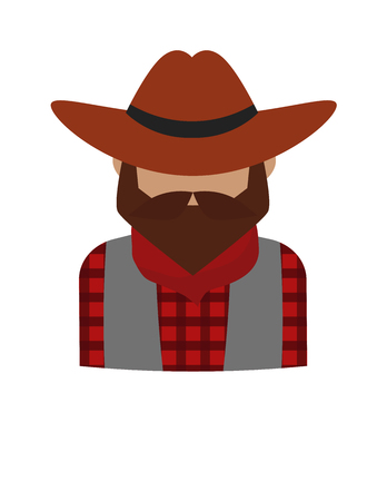 Dangerous criminal bearded man and dangerous flat criminal man in hat vector. Bearded dangerous criminal man cartoon character vector illustration. Danger gangster person icon, western crime silhouetteのイラスト素材