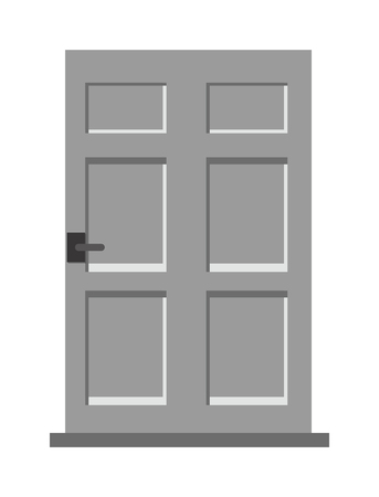 Wood interior door isolated entry and doorway house exit vertical style isolated. Wood elegant entrance door architecture elements. Home doors symbols for designのイラスト素材
