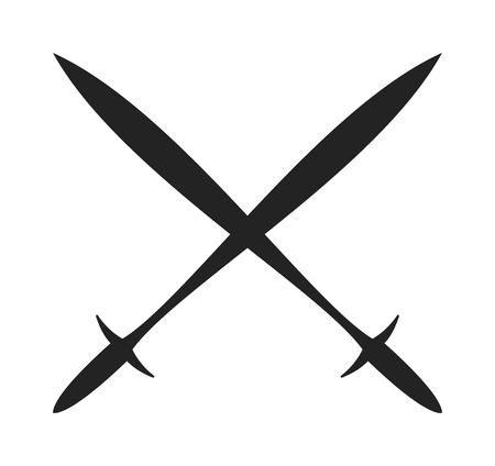 Weapon spear cartoon lance tool battle and war lance tool. History lance tool flat two crossed ancient spears flat vector illustration.のイラスト素材