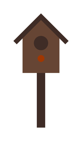 Bird house nesting box and nesting wooden box. Nesting box bird house homemade building for birds. Birdhouse handmade object. Wooden birdhouse hanging on tree nesting box flat vector.のイラスト素材