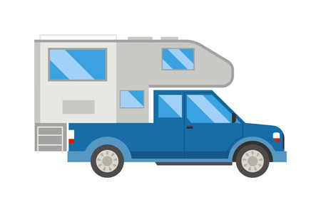 Ccaravan travel car vehicle trailer house summer vacation vector. Camper caravan car, vintage tourism caravan comfort car flat vector. Vintage caravan car vehicle trailer summer transport vector.のイラスト素材