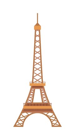 Eiffel Tower architecture and romantic eiffel tower place. Eiffel tower french construction and urban metal high flat eiffel tower. Eiffel Tower Paris France landmark architecture vector illustration.のイラスト素材