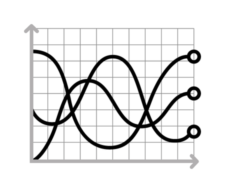 Business data graph chart analytics vector elements black silhouette. Bar pie charts diagrams and graphs flat icons set. Infographics data analytics design elements isolated on white vector illustrationのイラスト素材