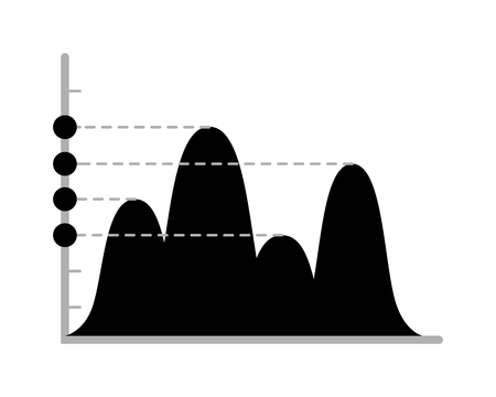 Business data graph chart analytics vector elements black silhouette. Bar pie charts diagrams and graphs flat icons set. Infographics data analytics design elements isolated on white vector illustrationのイラスト素材