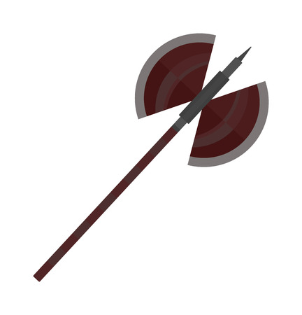 Axe steel isolated and sharp axe cartoon weapon icon isolated on white and wooden axe cartoon flat icon of handle wood work equipment vector illustration.のイラスト素材